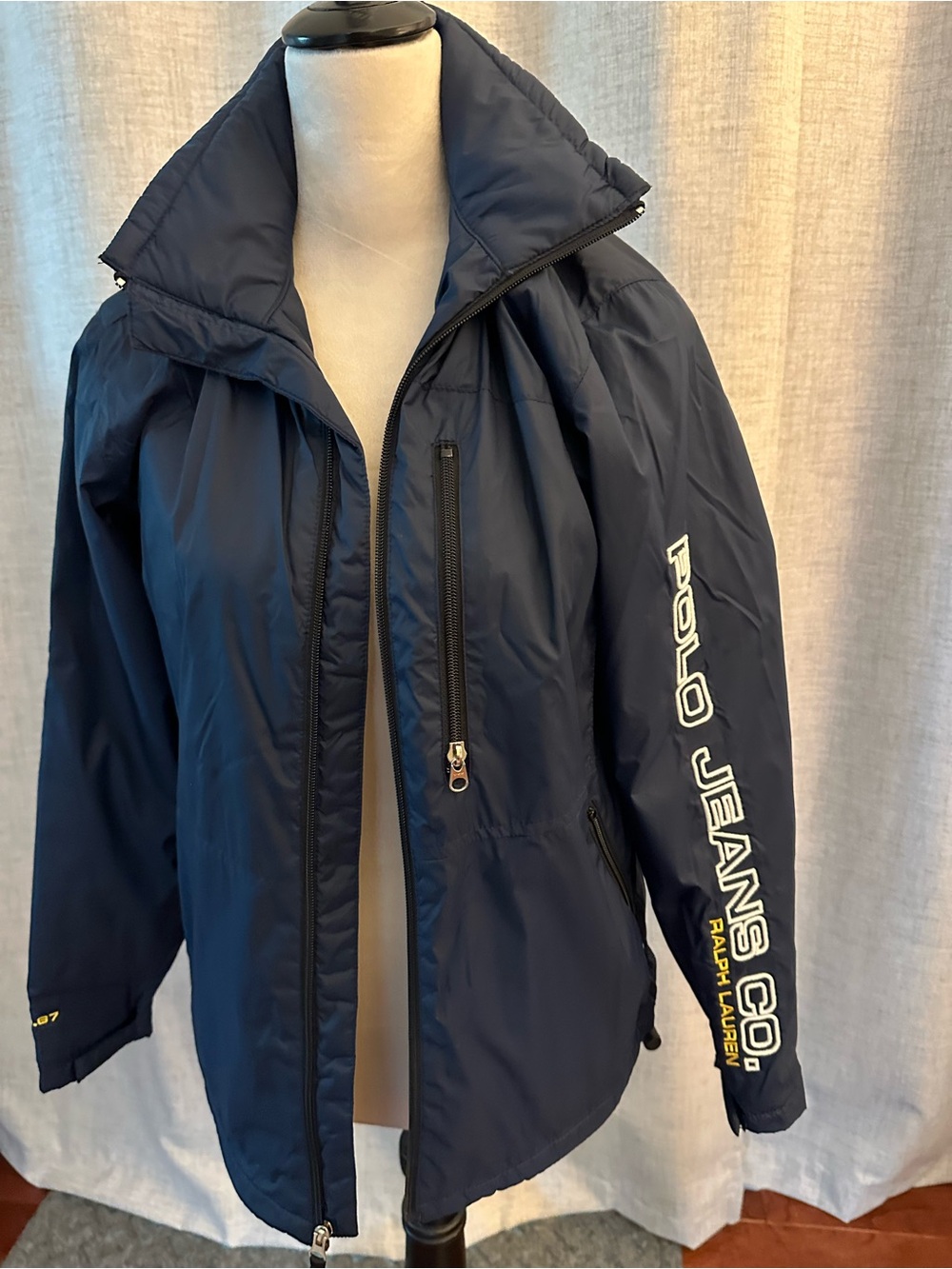 Ralph Lauren Fleece-lined Navy Jacket with Sleeve Logo Script